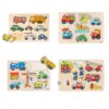 Set de 4 encajes de madera vehículos